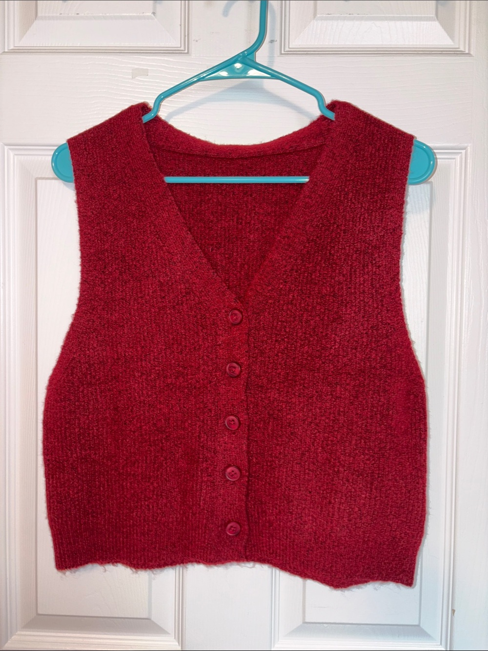 Cider Red Button-Front V-Neck Knit Vest